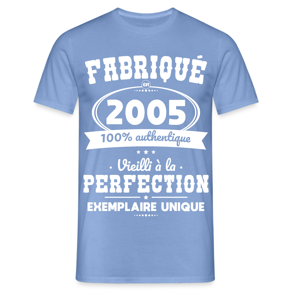 T-shirt Homme - Anniversaire 20 Ans - Fabriqué en 2005 - carolina blue