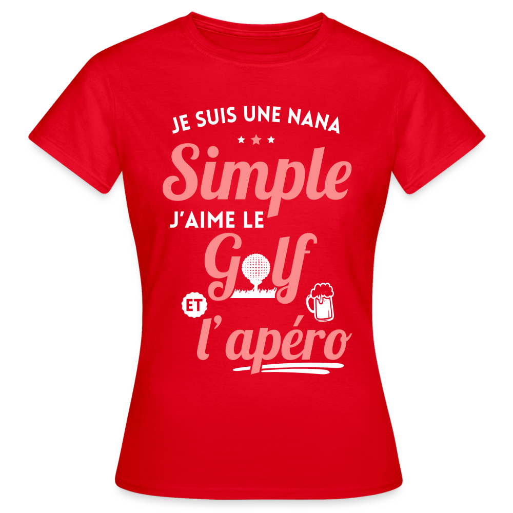 T-shirt Femme - J'aime le golf et l'apéro - rouge