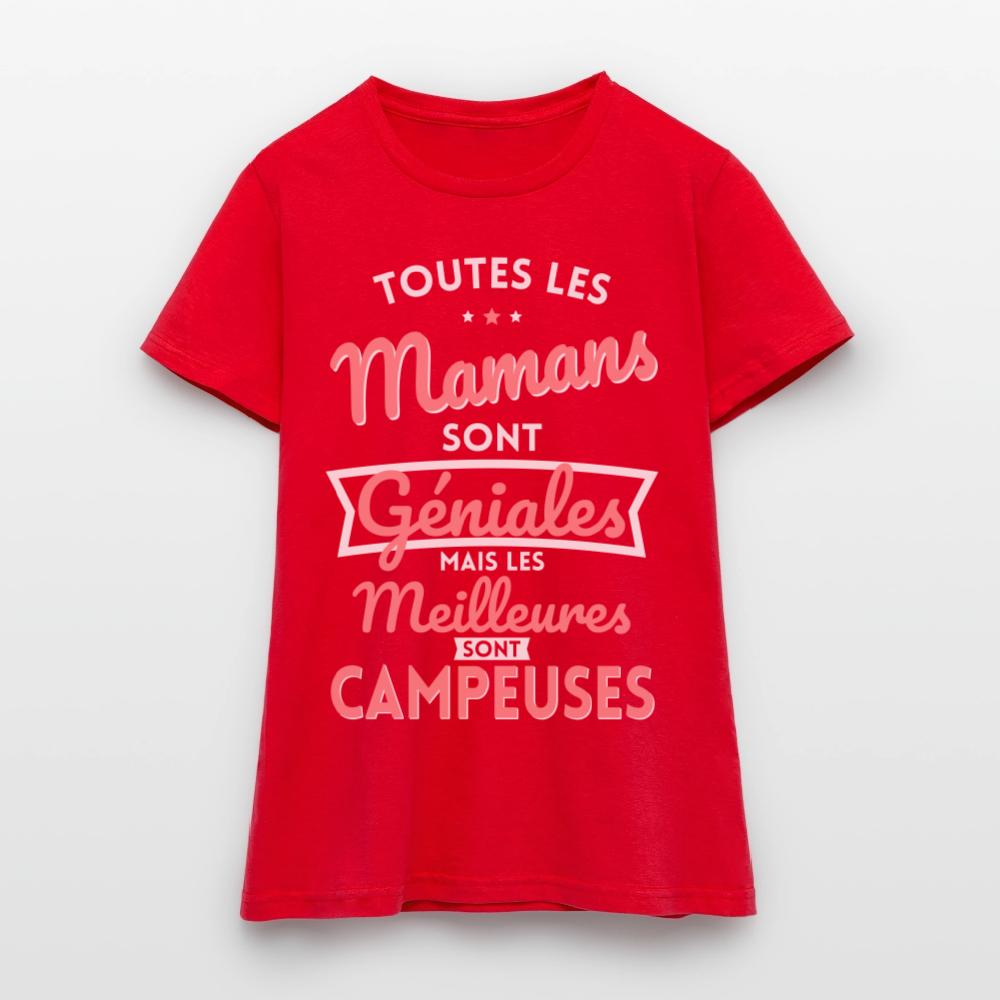 T-shirt Femme - Mamans géniales - Les meilleures sont campeuses - rouge