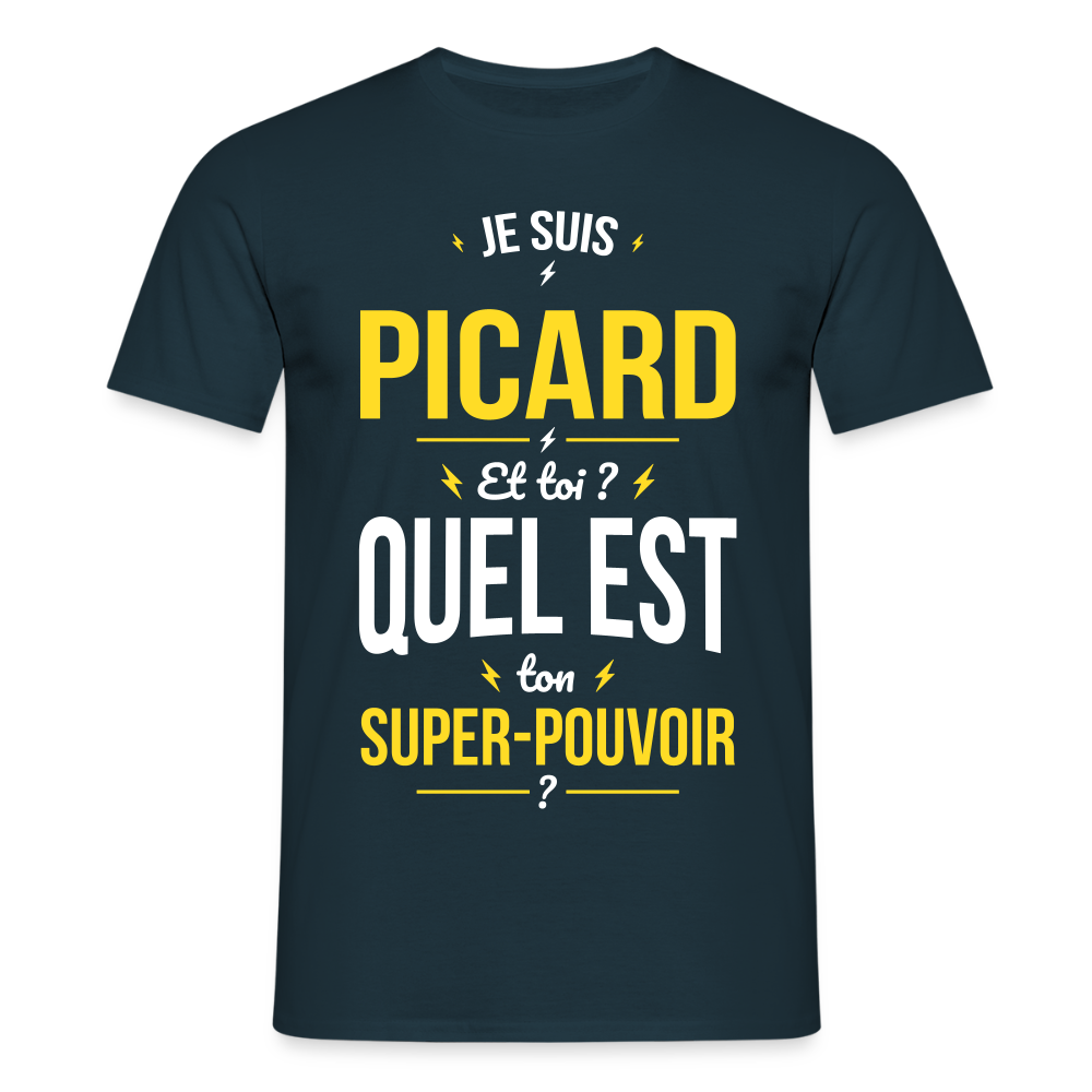 T-shirt Homme - Je suis Picard - Super-pouvoir - marine