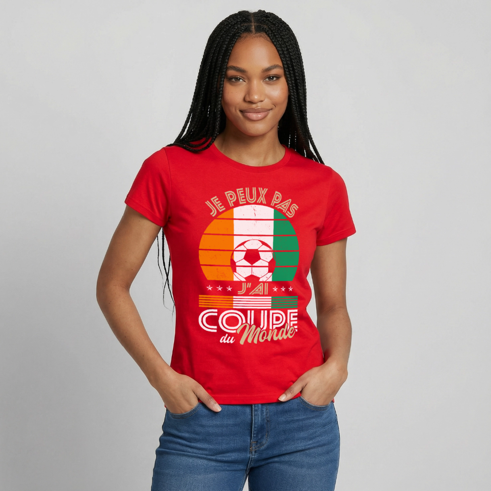 T-shirt Femme - Je peux pas j'ai Coupe du Monde - Côte d’Ivoire - rouge