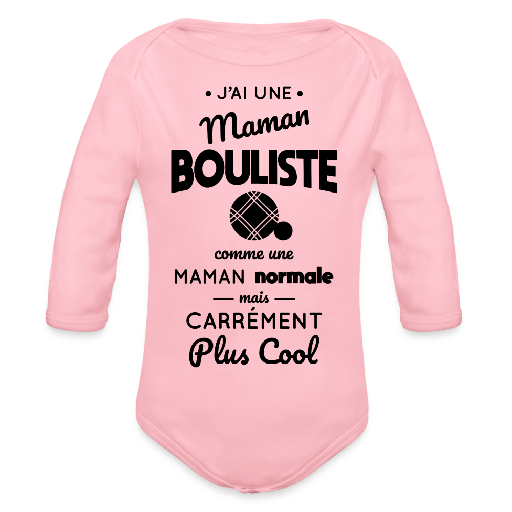 Body Bébé bio manches longues - J'ai une maman bouliste - rose clair