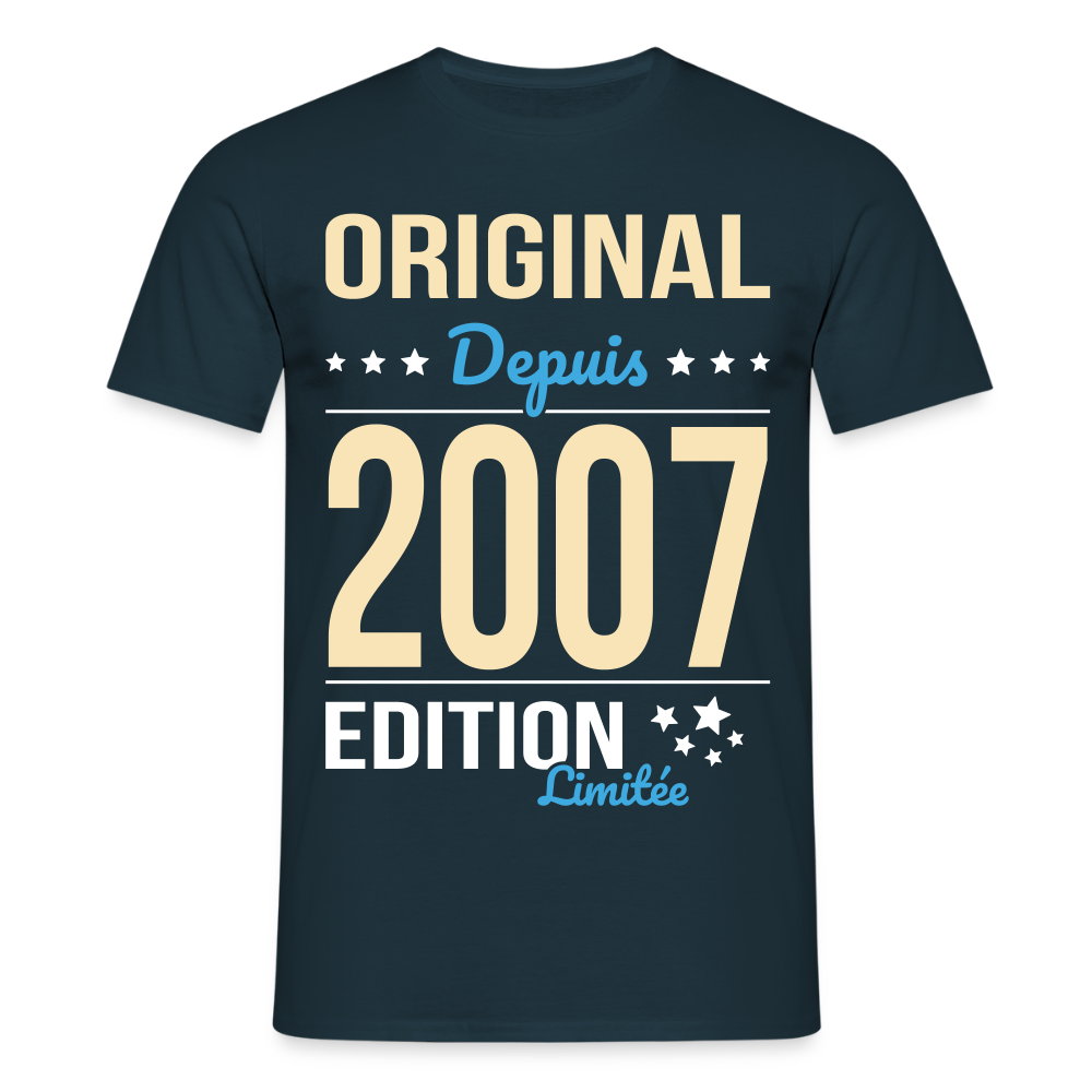 T-shirt Homme - Anniversaire 18 Ans - Original depuis 2007 - marine