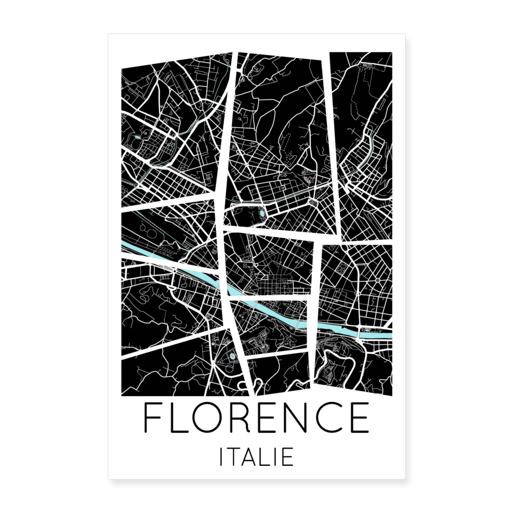 Poster Florence - Plan Florence - 40 x 60 cm - blanc