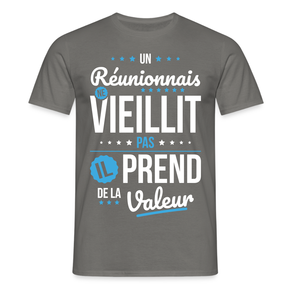 T-shirt Homme - Un Réunionnais ne vieillit pas - gris graphite