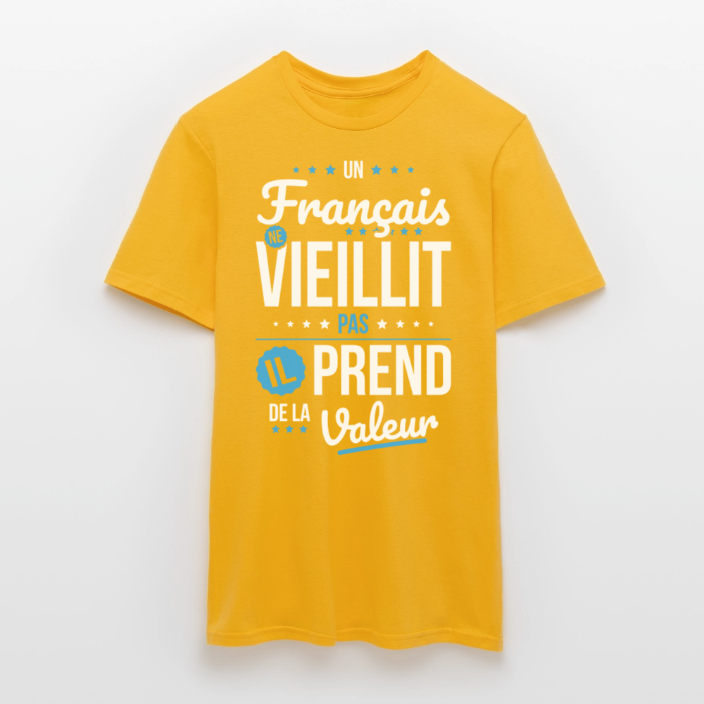 T-shirt Homme - Un Français ne vieillit pas - jaune