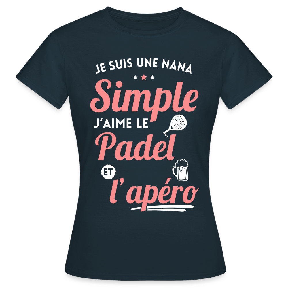 T-shirt Femme - J'aime le padel et l'apéro - marine