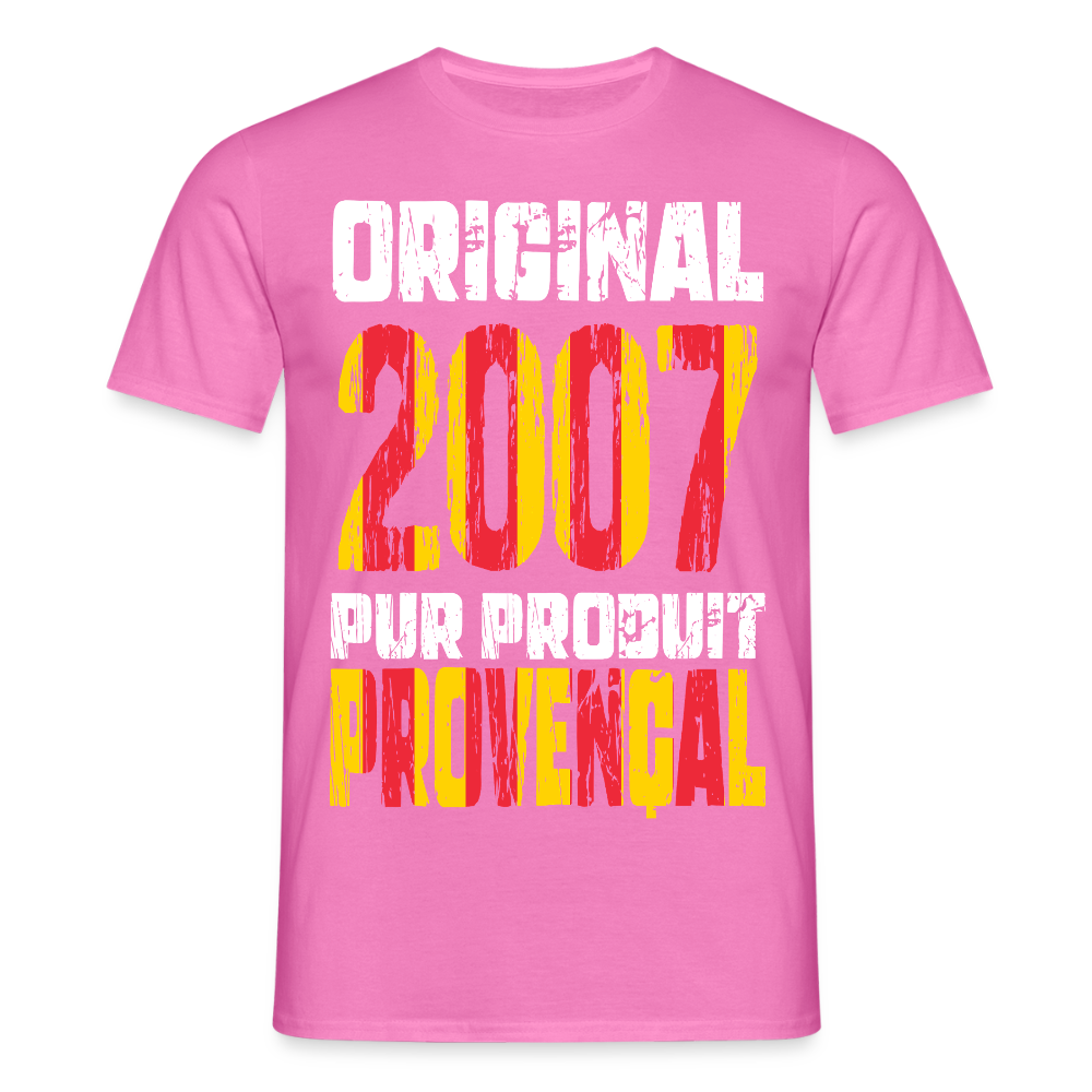 T-shirt Homme - Anniversaire 18 Ans - Original 2007 - Pur produit Provençal - rose