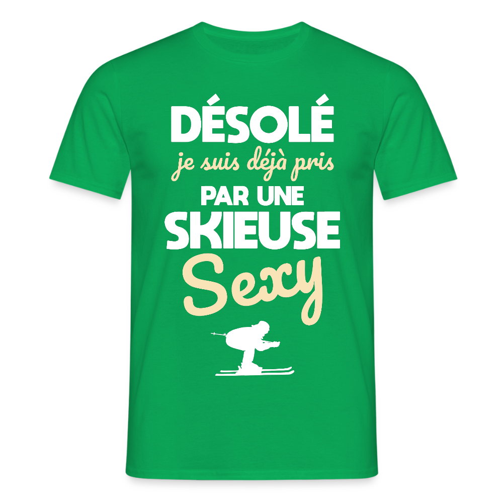 T-shirt Homme - Je suis pris par une skieuse sexy - vert