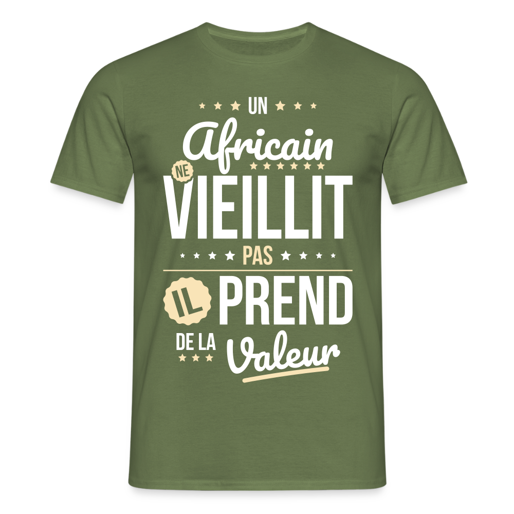 T-shirt Homme - Un Africain ne vieillit pas - vert militaire