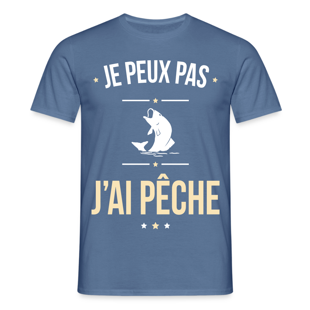 T-shirt Homme - Je peux pas j'ai Pêche - bleu pigeon