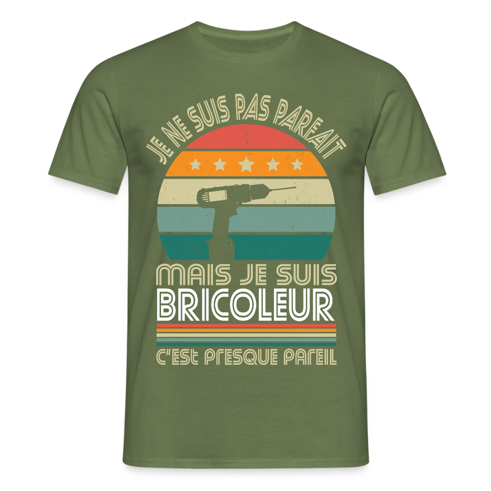 T-shirt Homme - Je ne suis pas parfait mais je suis Bricoleur - vert militaire