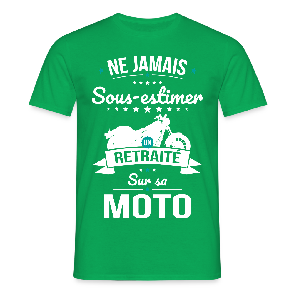 T-shirt Homme - Ne jamais sous-estimer un retraité sur sa moto - vert