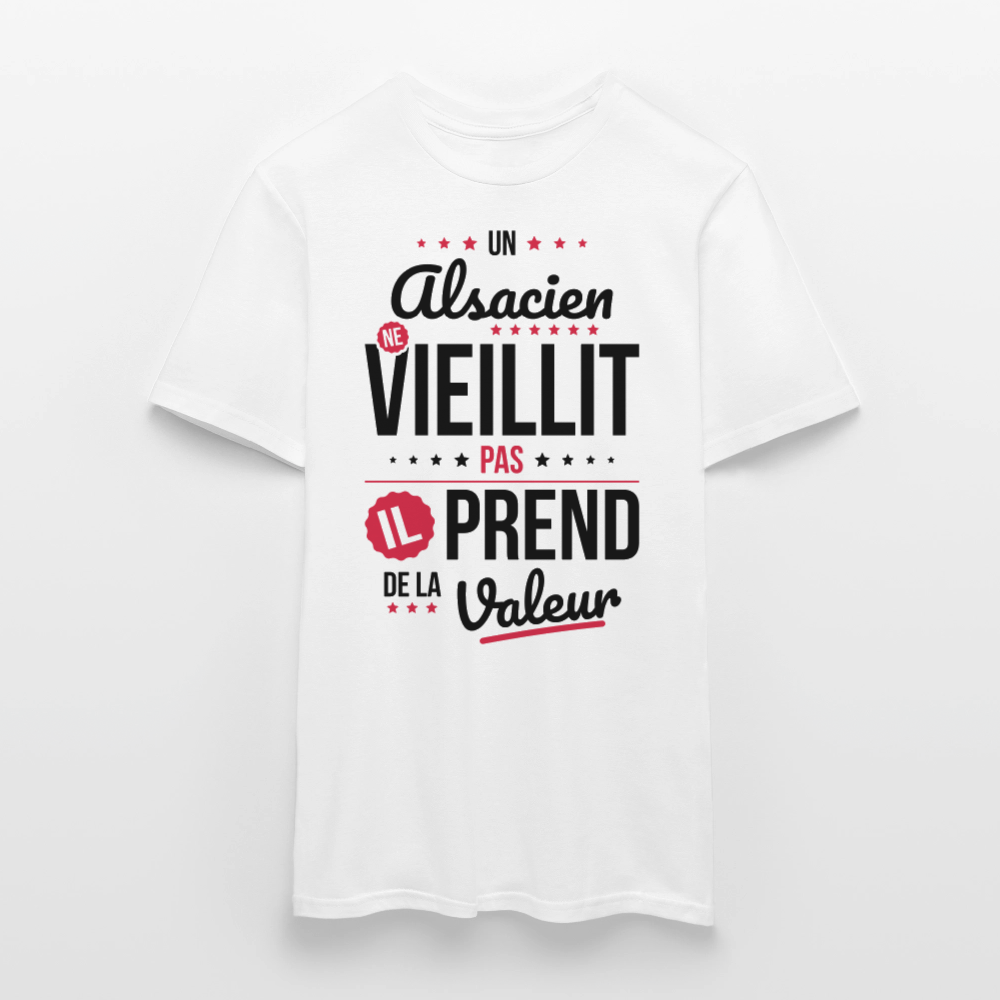 T-shirt Homme - Un Alsacien ne vieillit pas - blanc