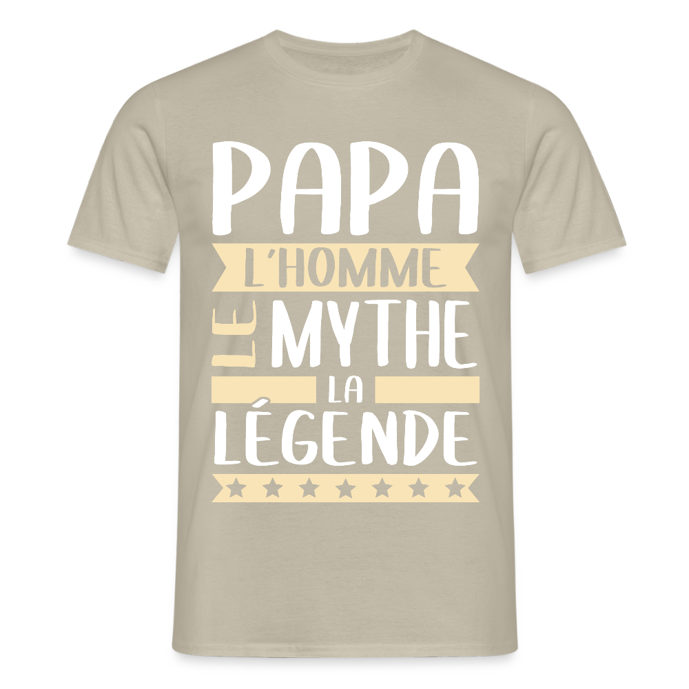 T-shirt Homme - Papa L'Homme le Mythe la Légende - beige sable