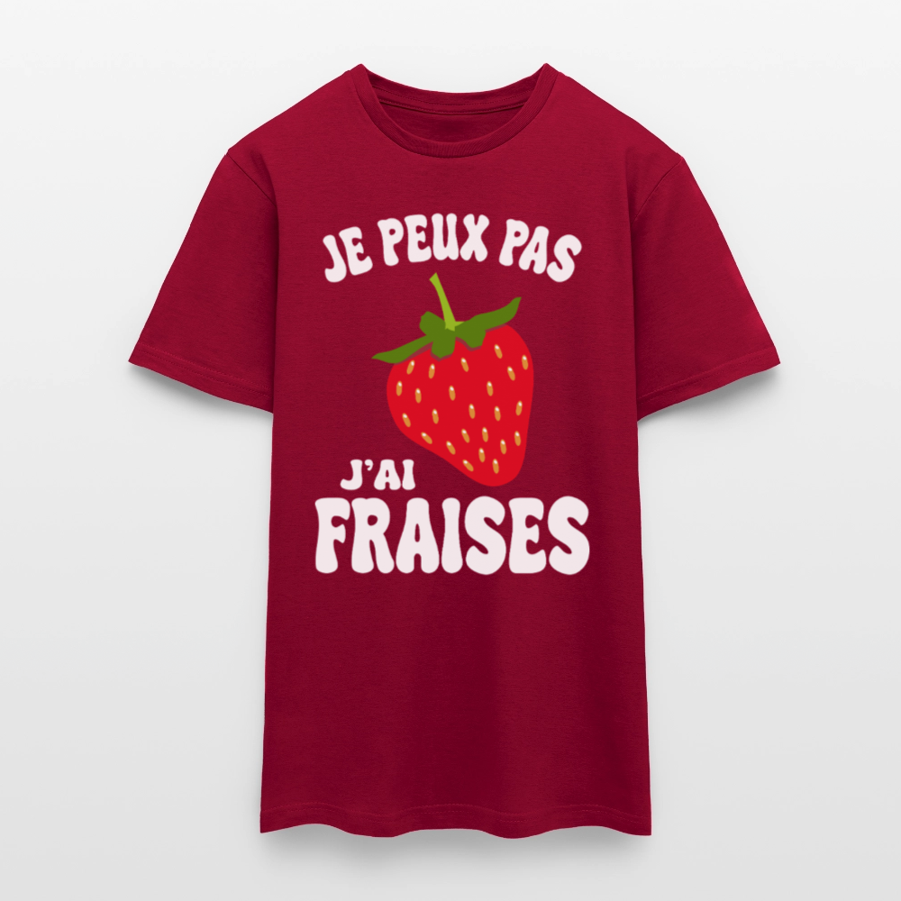 T-shirt Homme - Je peux pas j'ai fraises - rouge brique