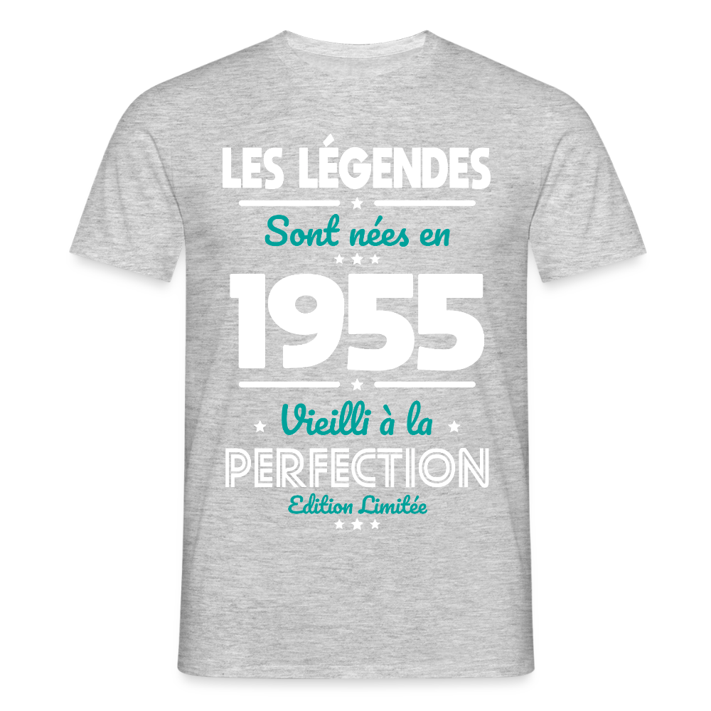 T-shirt Homme - Anniversaire 70 Ans - Les Légendes sont nées en 1955 - gris chiné