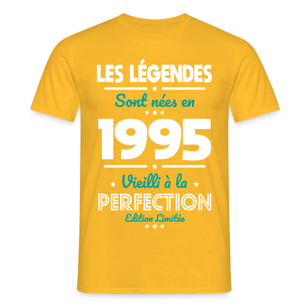 T-shirt Homme - Anniversaire 30 Ans - Les Légendes sont nées en 1995 - jaune