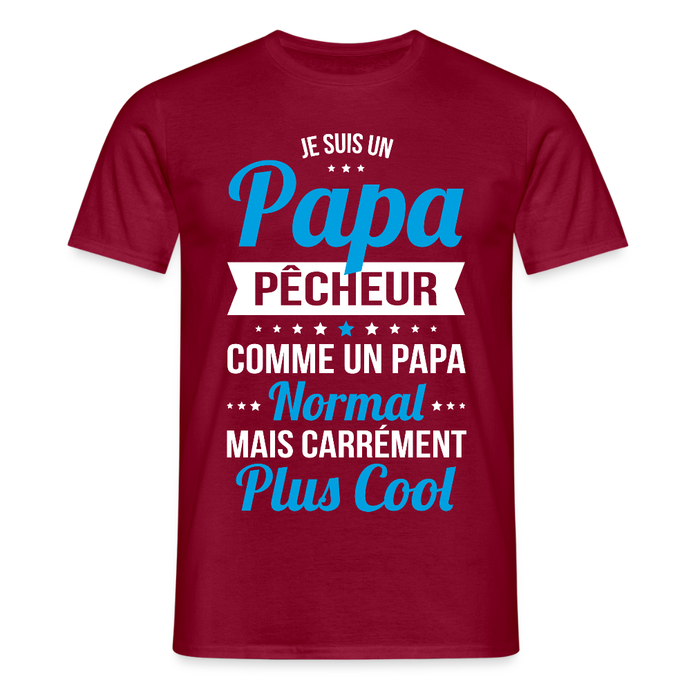 T-shirt Homme - Papa pêcheur plus cool - rouge brique