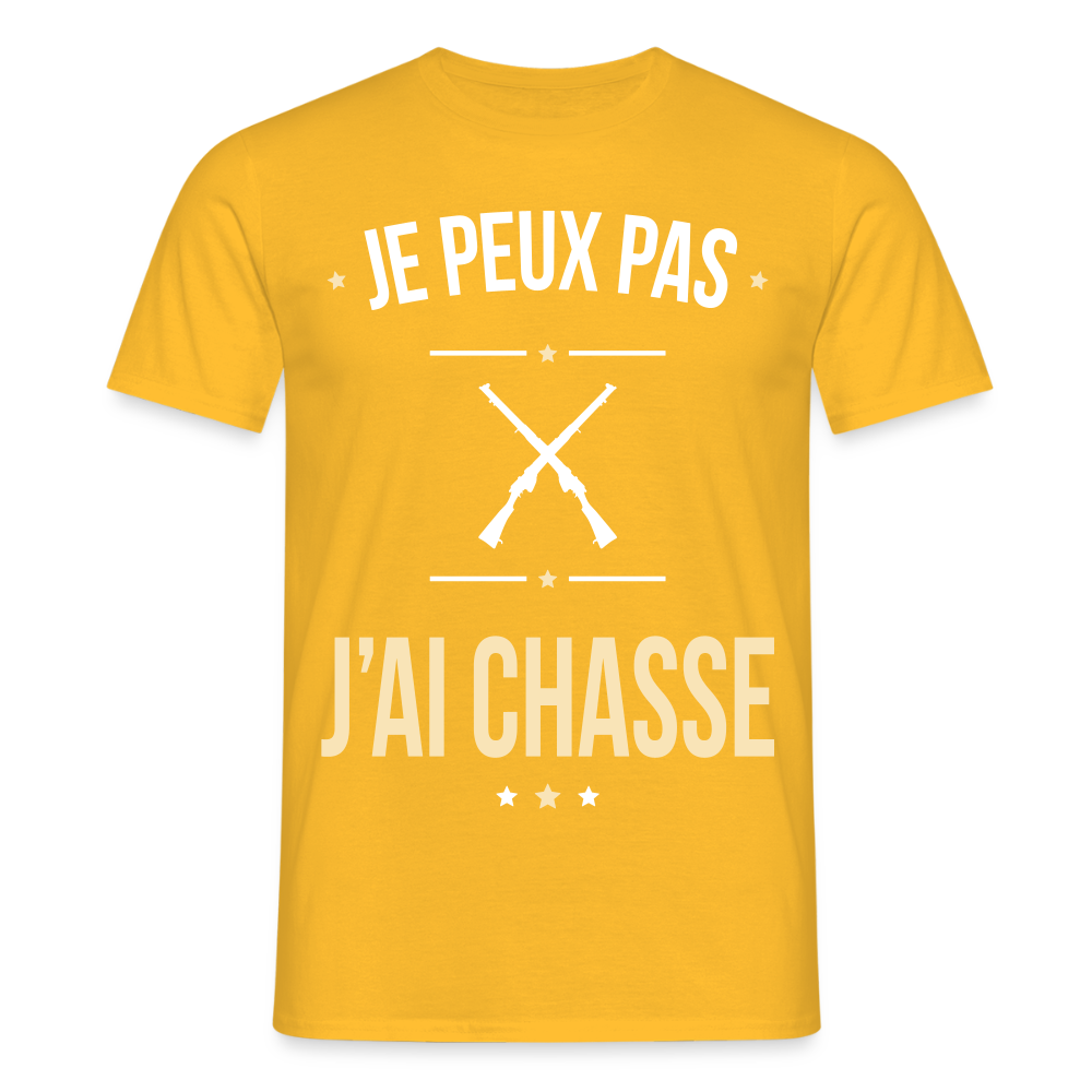 T-shirt Homme - Je peux pas j'ai Chasse - jaune