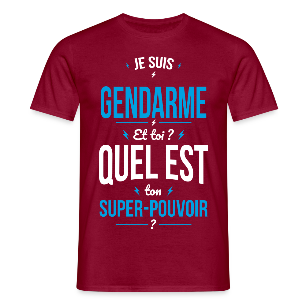 T-shirt Homme - Je suis gendarme - Super-pouvoir - rouge brique