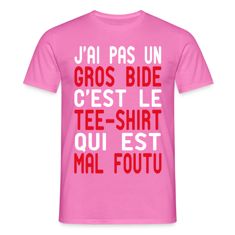 T-shirt Homme - J'ai pas un gros bide - Cadeau Humour - rose