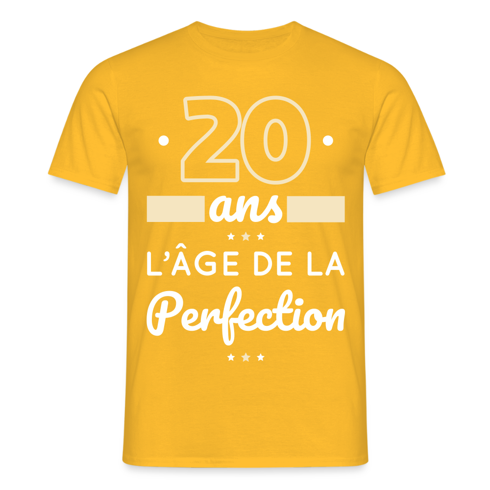 T-shirt Homme - 20 ans l'âge de la perfection - jaune