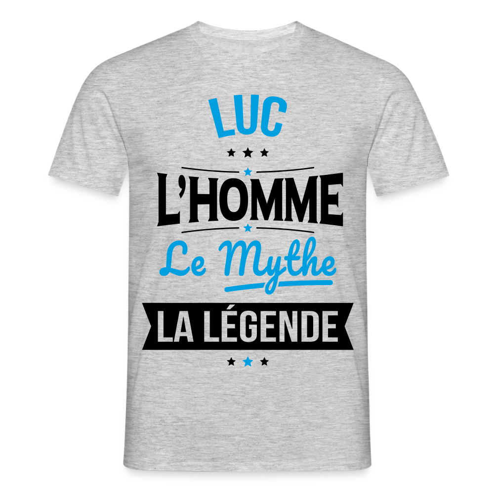 T-shirt Homme - Luc - l'Homme - le Mythe - la Légende - gris chiné
