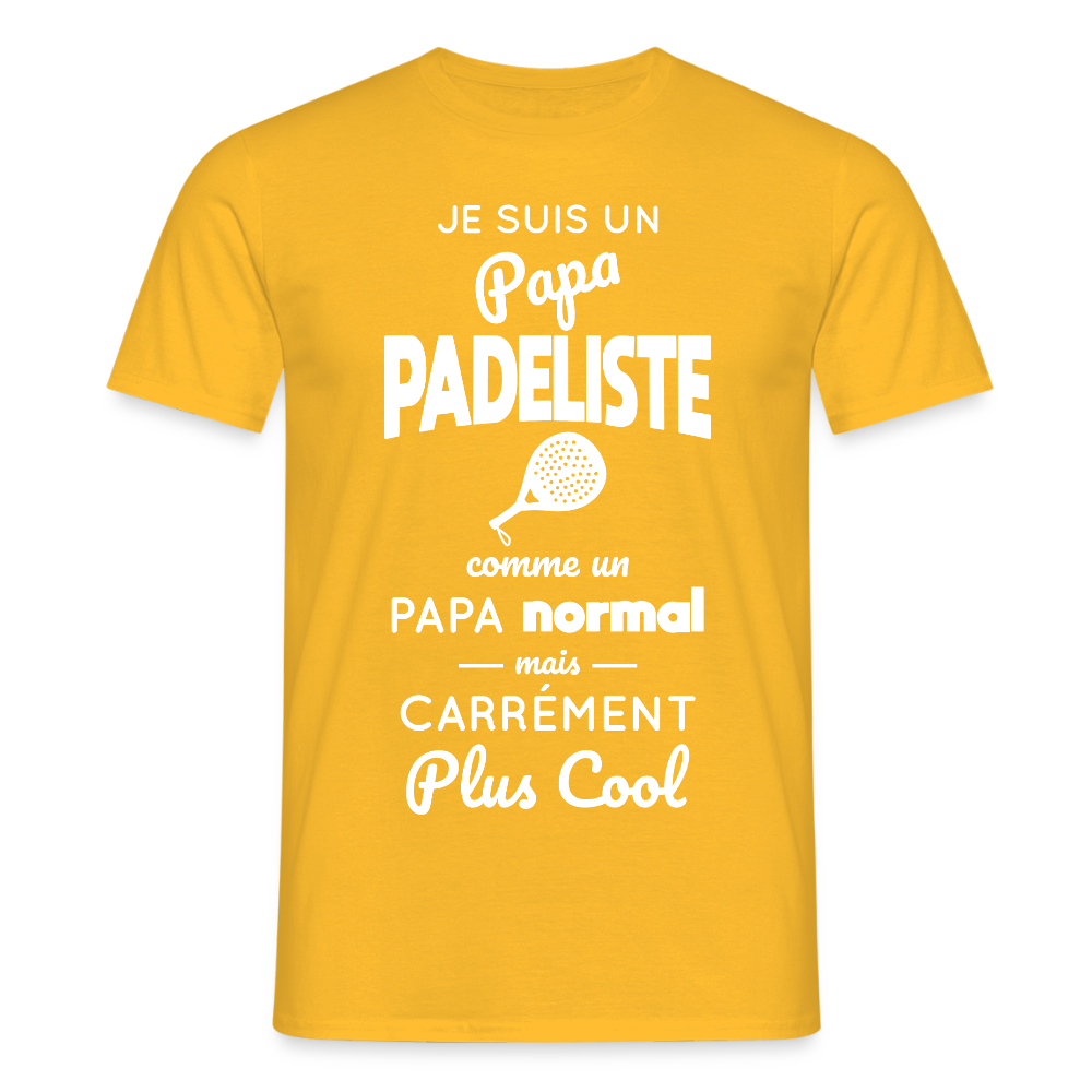 T-shirt Homme - Papa Padeliste Plus Cool - jaune