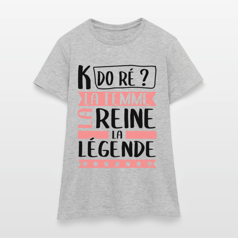 T-shirt femme coloris clair Camille rébus – La femme, la reine, la légende - gris chiné