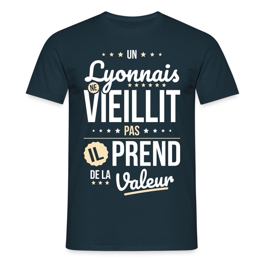 T-shirt Homme - Un Lyonnais ne vieillit pas - marine