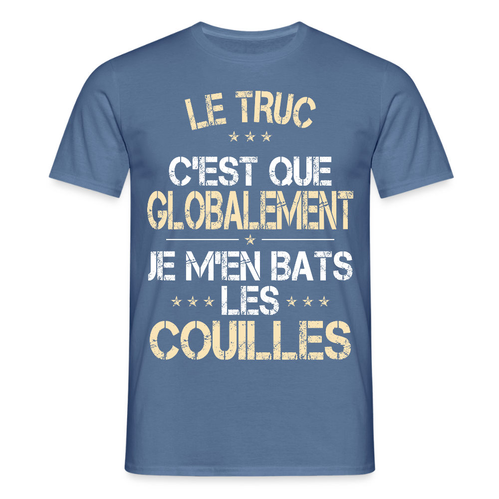 T-shirt Homme - Je m'en bats les couilles - bleu pigeon