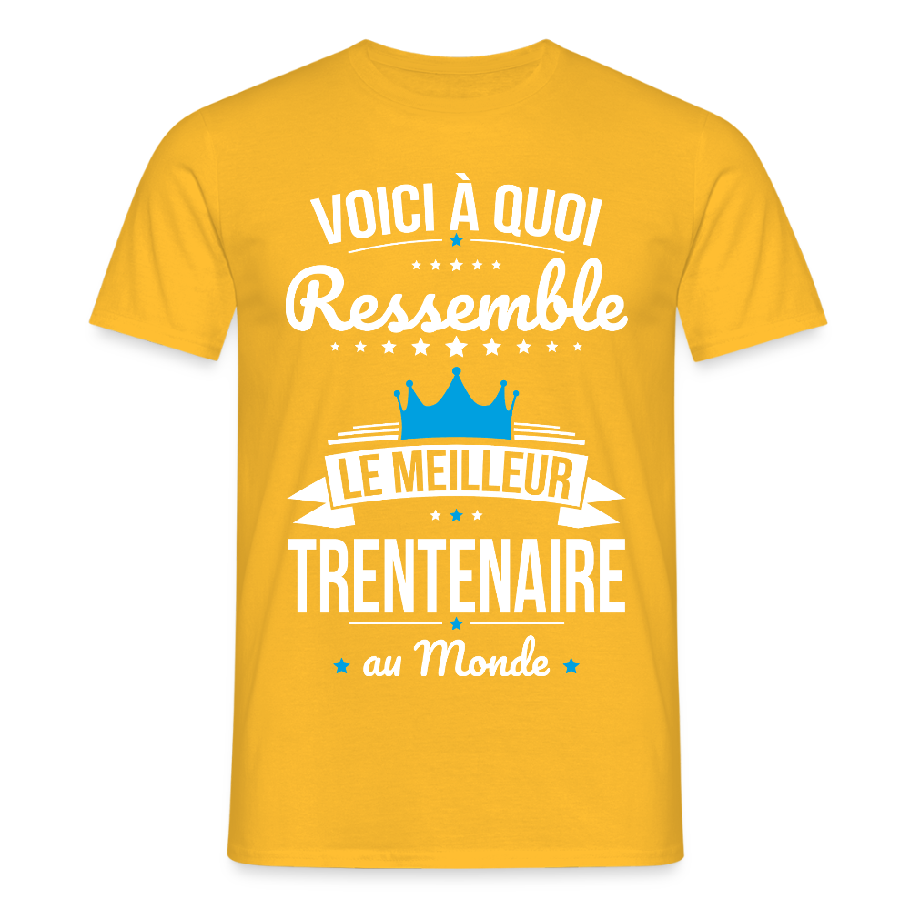 T-shirt Anniversaire Homme – Le Meilleur Trentenaire au Monde - jaune