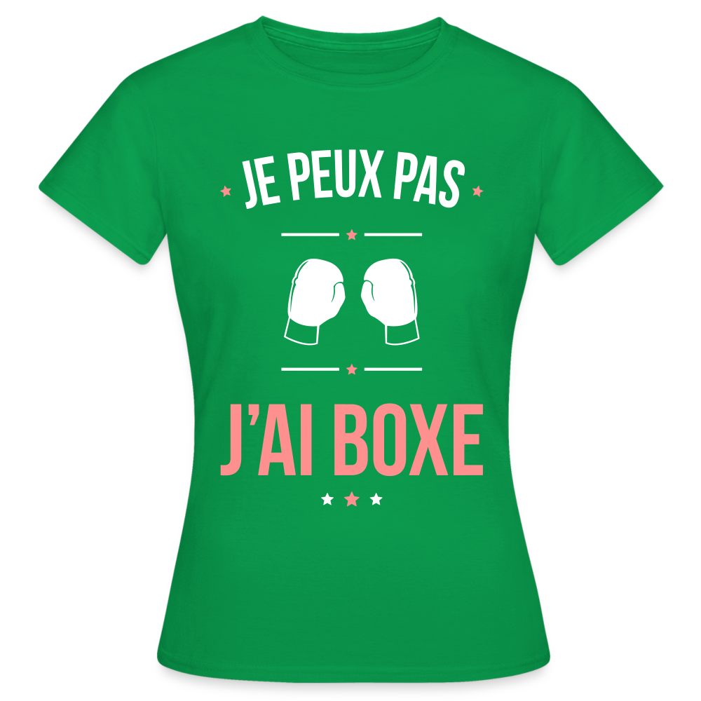 T-shirt Femme - Je peux pas j'ai Boxe - vert