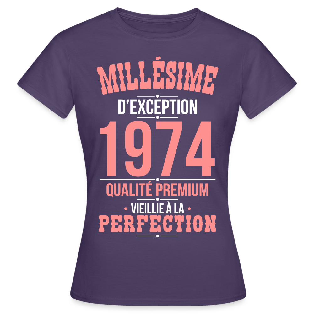 T-shirt Femme - Anniversaire 51 Ans - Millésime 1974 - violet foncé
