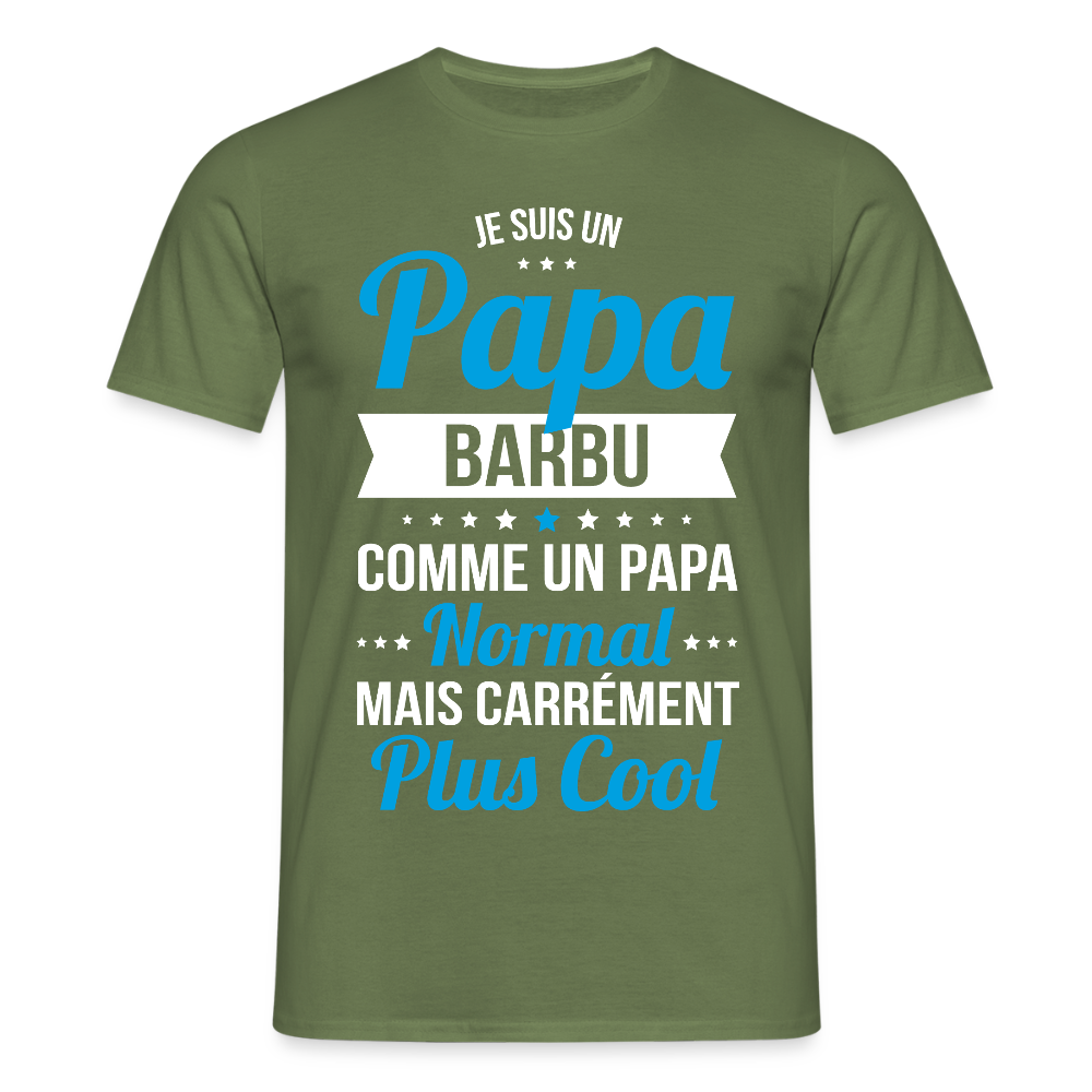 T-shirt Homme - Papa barbu plus cool - vert militaire