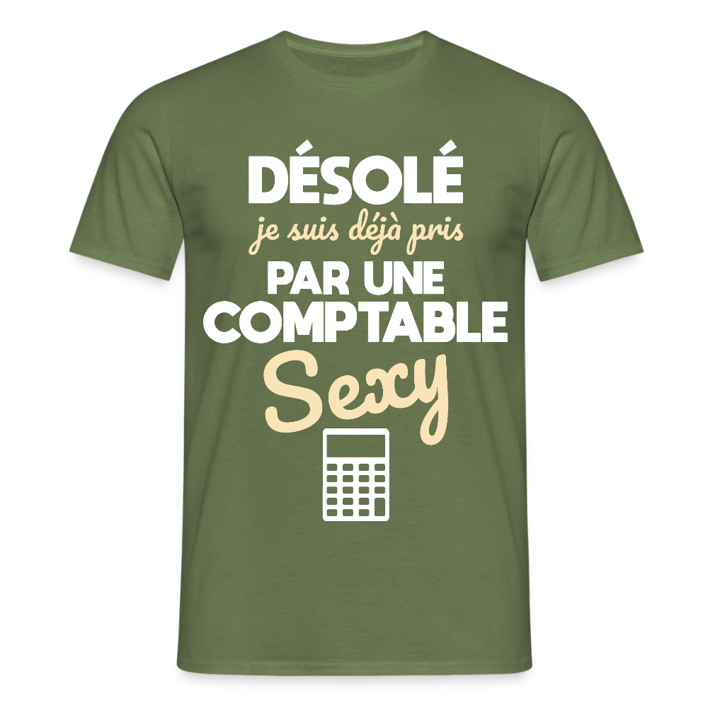 T-shirt Homme - Je suis pris par une comptable sexy - vert militaire