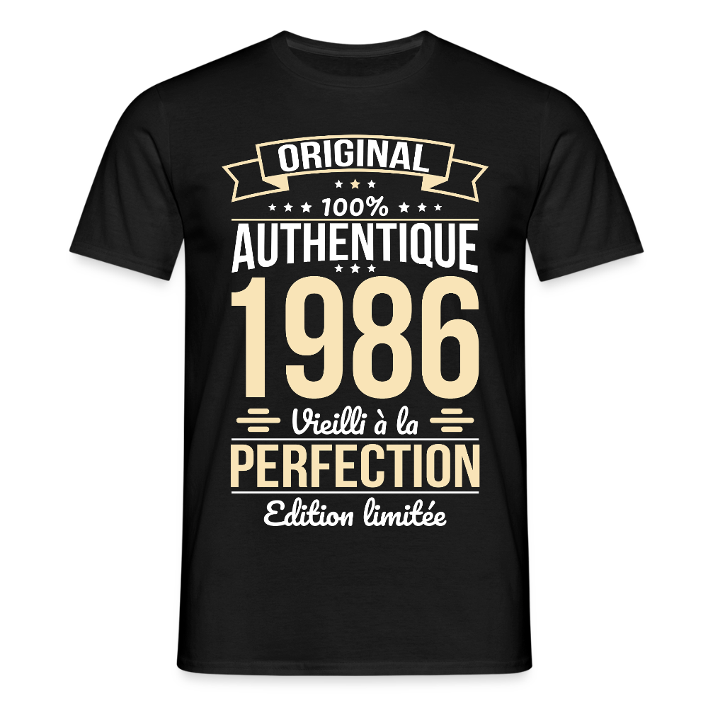 T-shirt anniversaire homme 40 ans – Original 1986 - noir