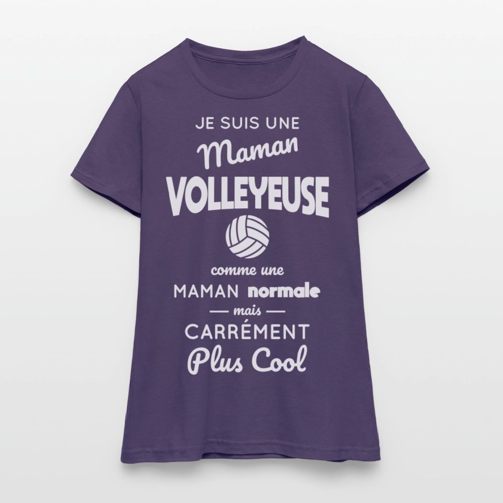 T-shirt Femme - Maman volleyeuse plus cool - violet foncé
