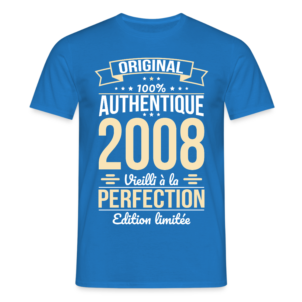 T-shirt anniversaire homme 18 ans – Original 2008 - bleu royal