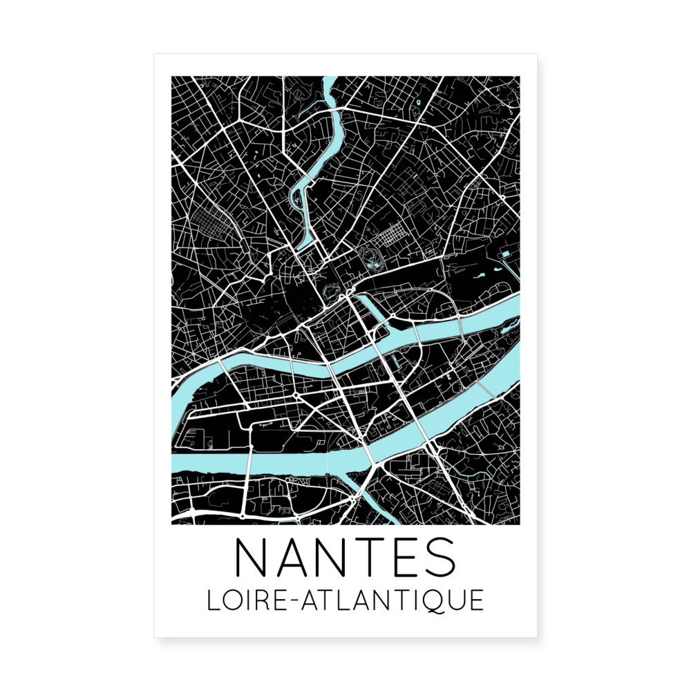 Poster Nantes - Plan Nantes - 20 x 30 cm - blanc