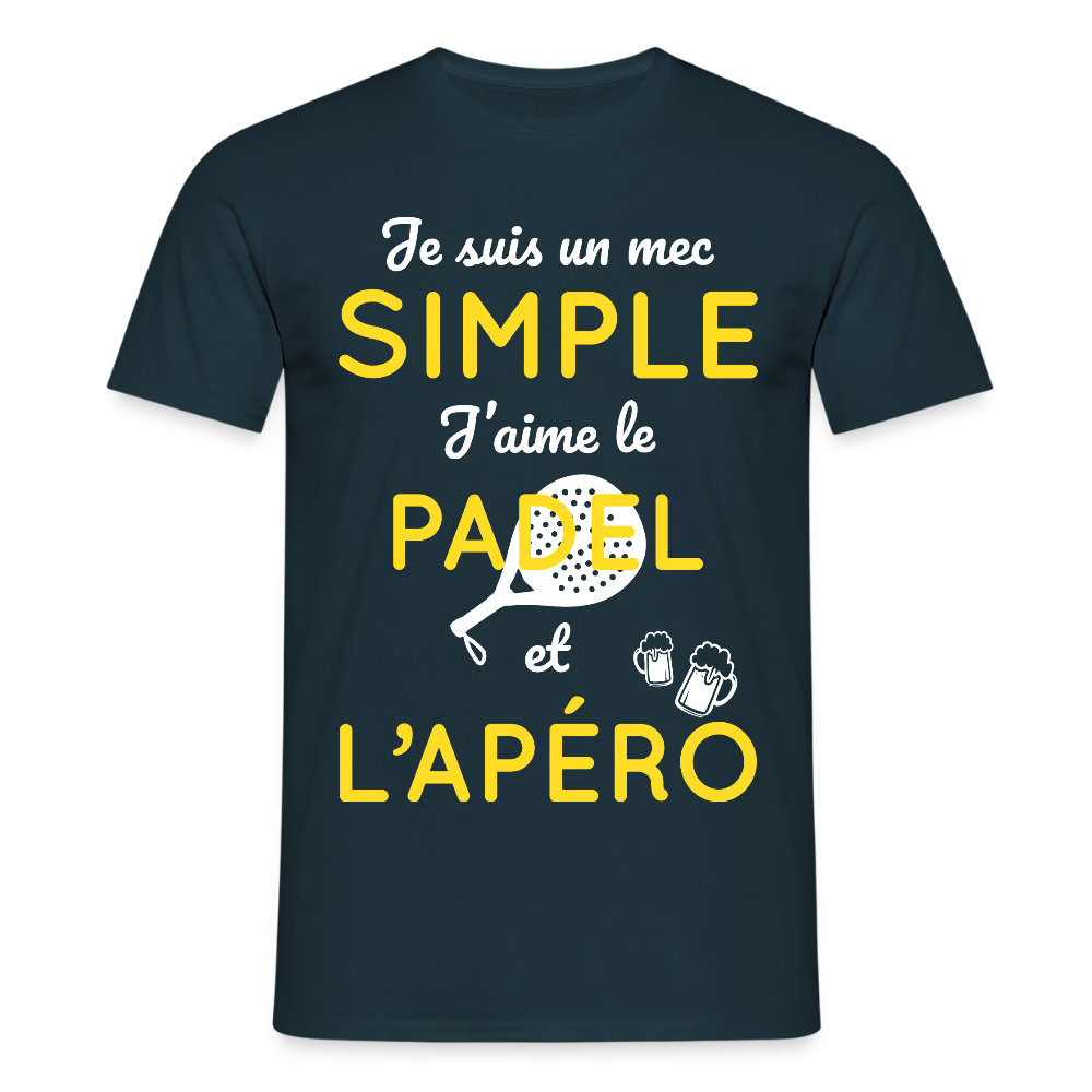 T-shirt Homme - Mec simple J'aime le Padel et L'apéro - marine