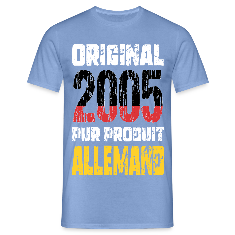 T-shirt Homme - Anniversaire 20 Ans - Original 2005 - Pur produit Allemand - carolina blue