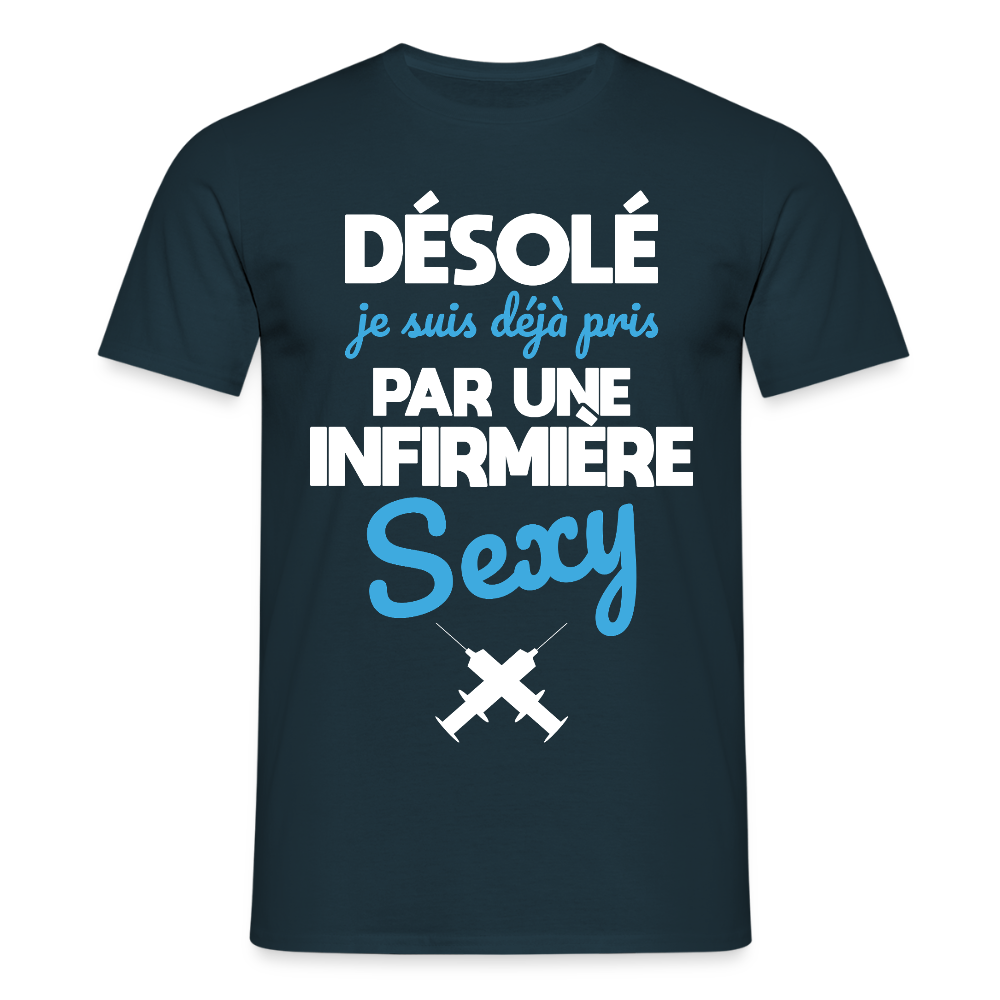 T-shirt Homme - Je suis pris par une infirmière sexy - marine