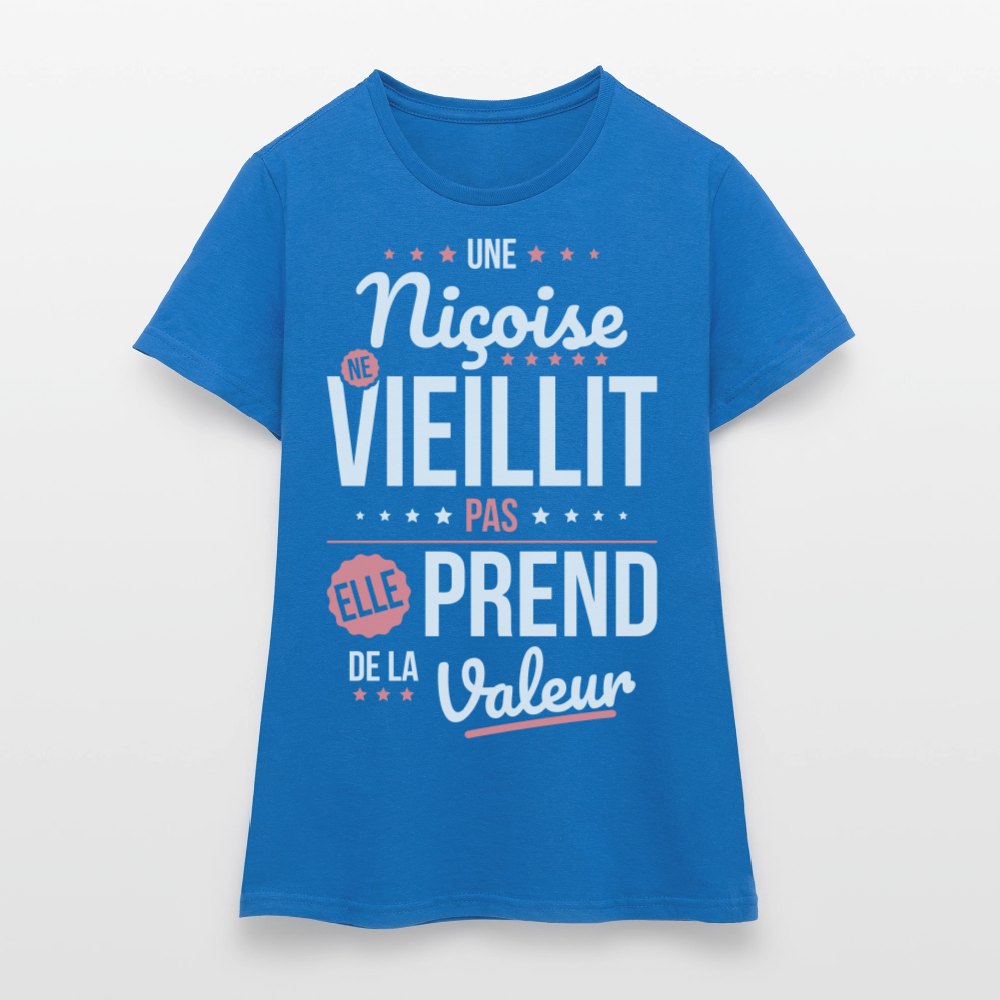 T-shirt Femme - Une Niçoise ne vieillit pas - bleu royal