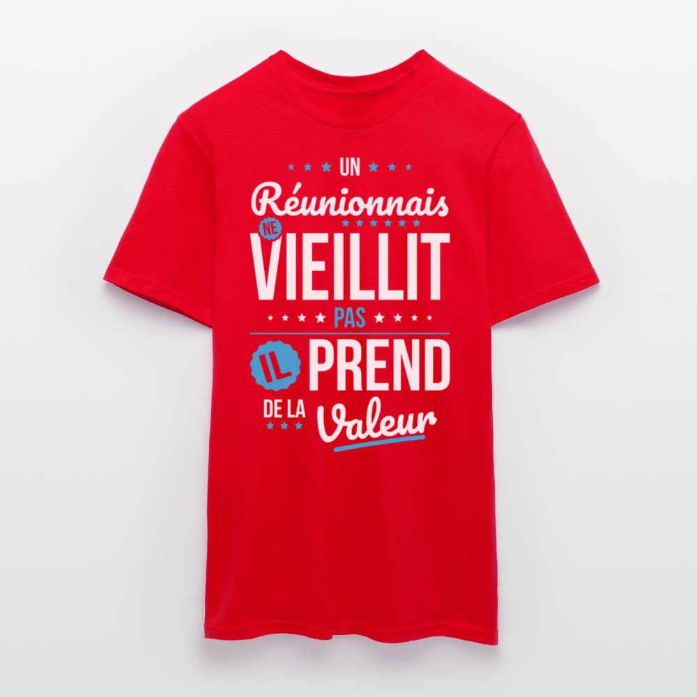 T-shirt Homme - Un Réunionnais ne vieillit pas - rouge