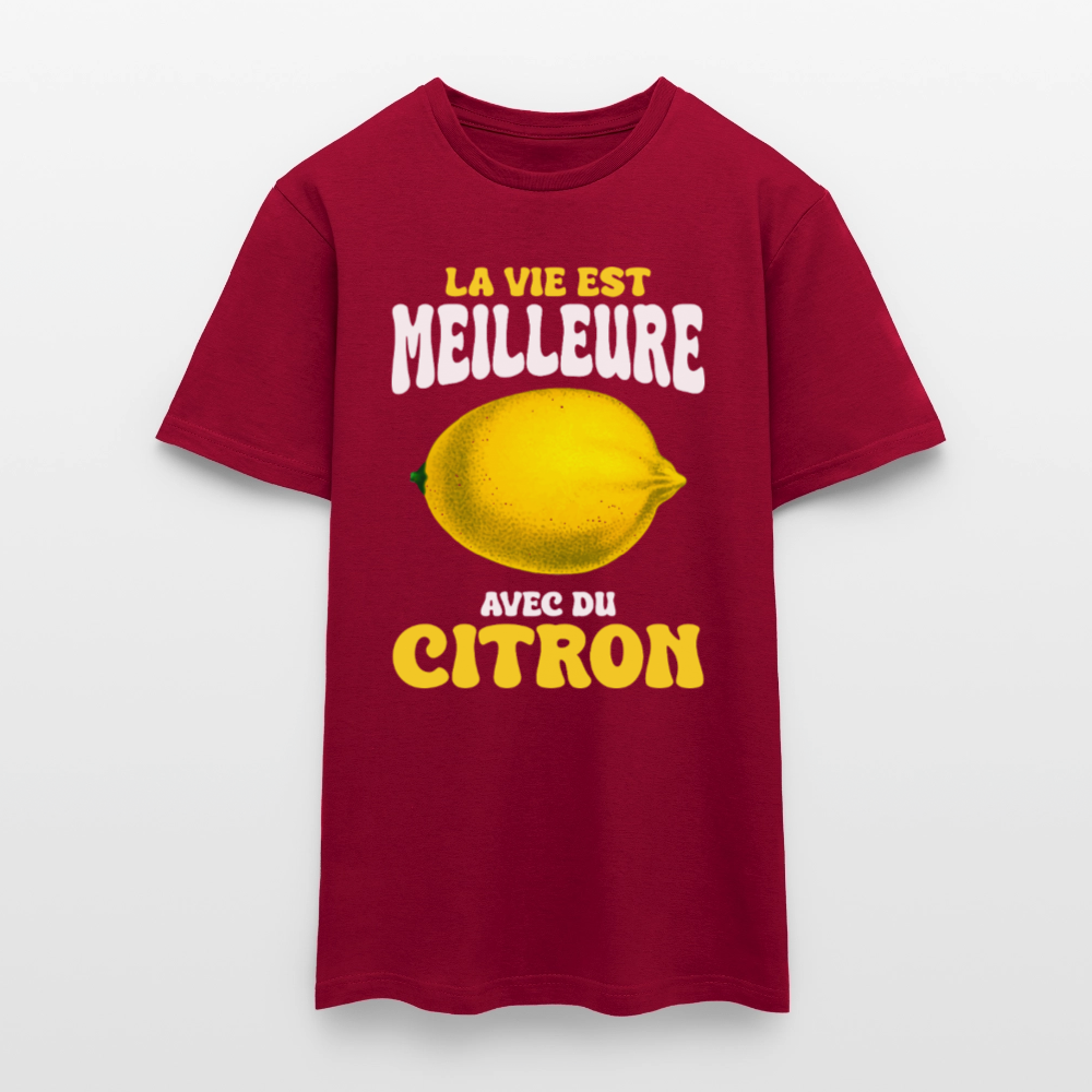 T-shirt Homme - La vie est meilleure avec du citron - rouge brique