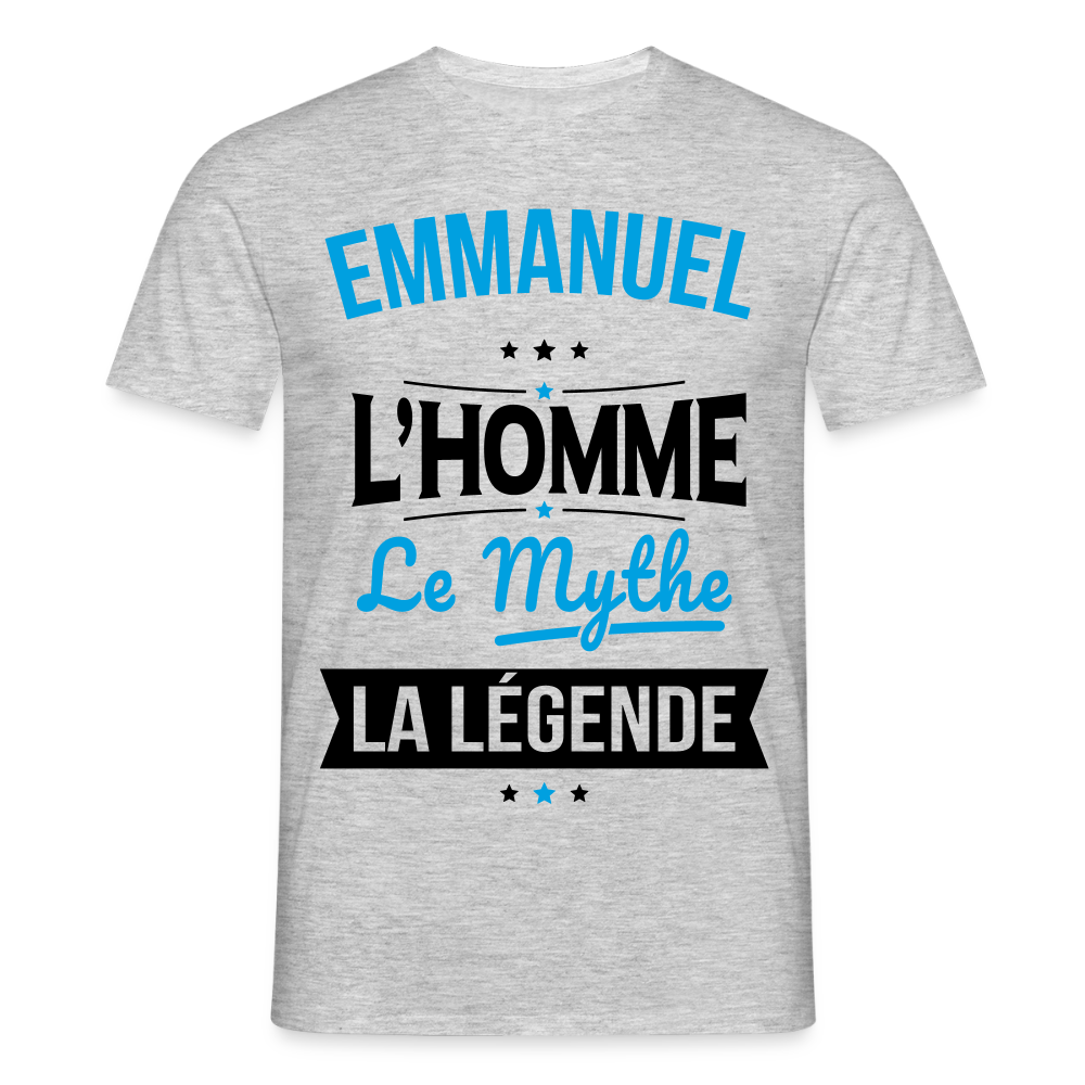 T-shirt Homme - Emmanuel - l'Homme - le Mythe - la Légende - gris chiné