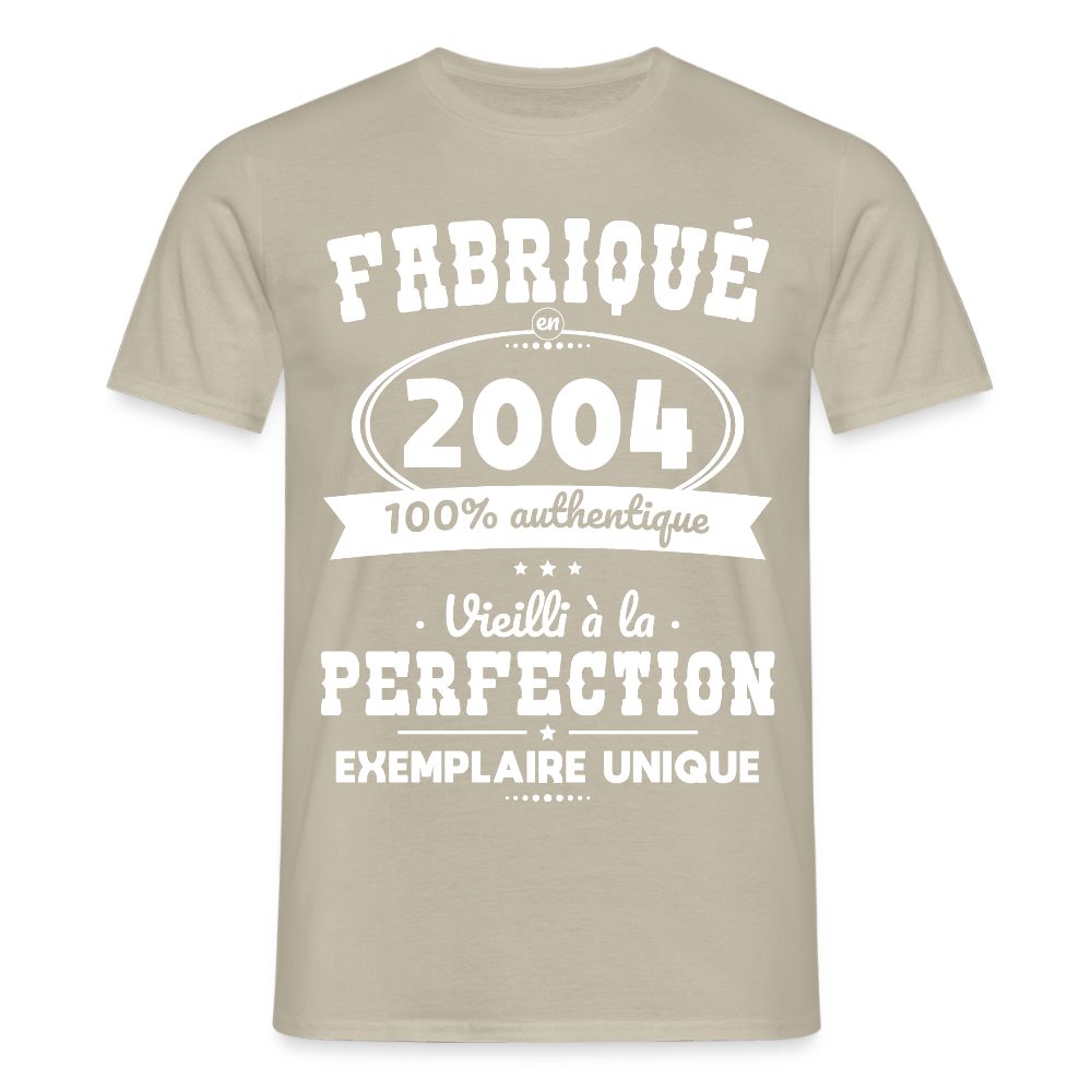T-shirt Homme - Anniversaire 21 Ans - Fabriqué en 2004 - beige sable