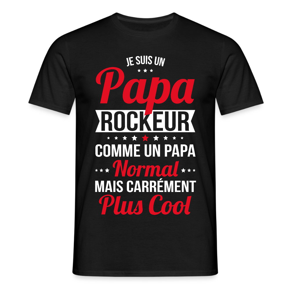 T-shirt Homme - Papa rockeur plus cool - noir